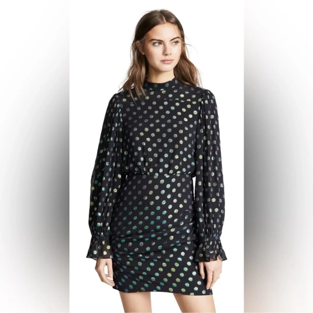 SALONI RINA SILK POLKA DOT MINI DRESS SIZE 8 US - Picture 7 of 16